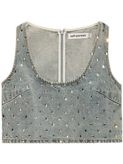 SQUARE RHINESTONE DENIM TOP