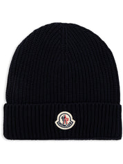 Moncler logo-appliqué ribbed-knit beanie