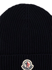 Moncler logo-appliqué ribbed-knit beanie