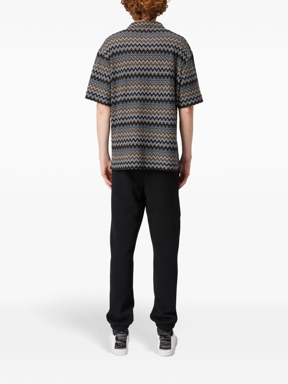 Bowling-cut shirt in zig zag cotton