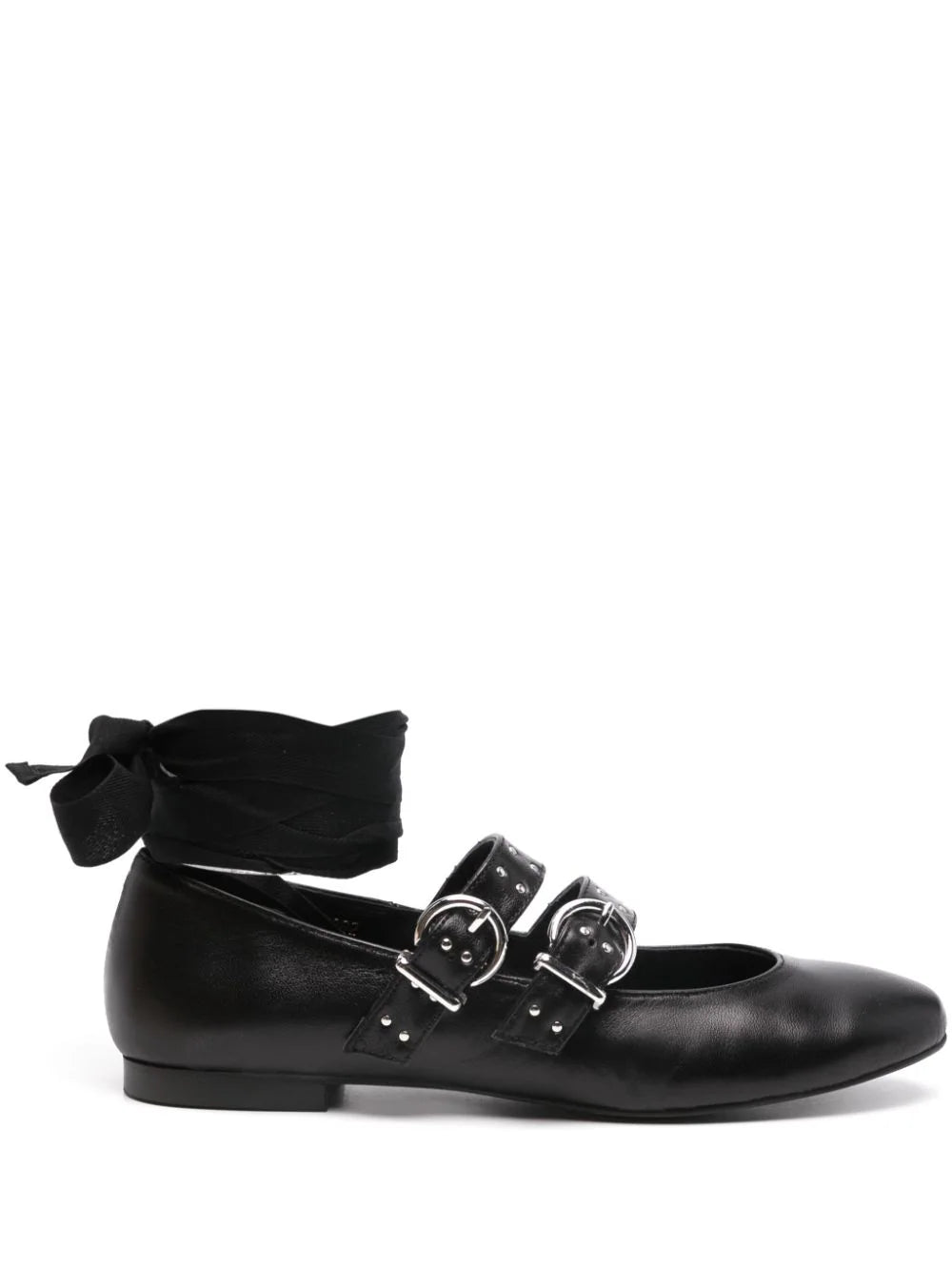 THEKLA BLACK LEATHER BALLET FLATS