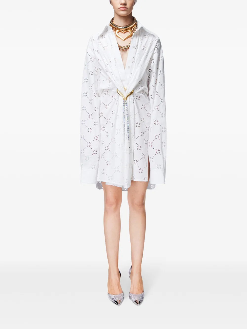 BRODERIE ANGLAISE HEART DRAPED TUNIC