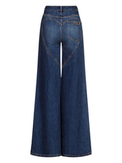 CRYSTAL HEART CHARM WIDE LEG JEAN