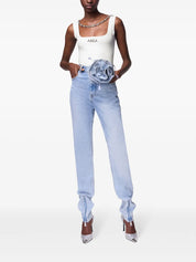 FLOWER CORSAGE ANKLE ZIP JEAN