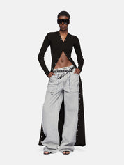 'EFFIE'' LIGHT GREY LONG PANTS