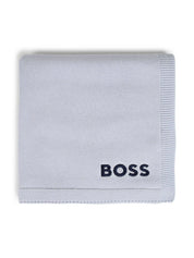 BOSS Kidswear logo-embroidered knitted blanket