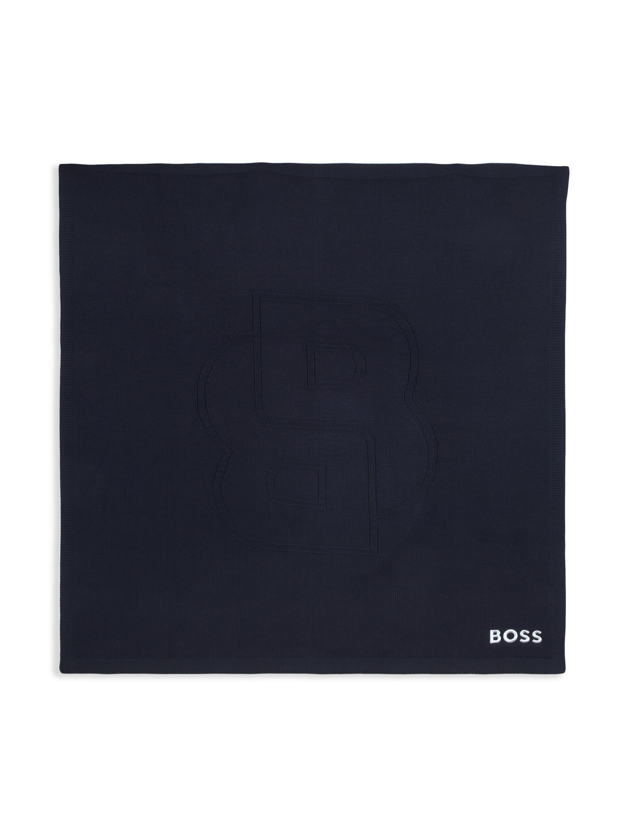 BOSS Kidswear logo-embroidered knitted blanket