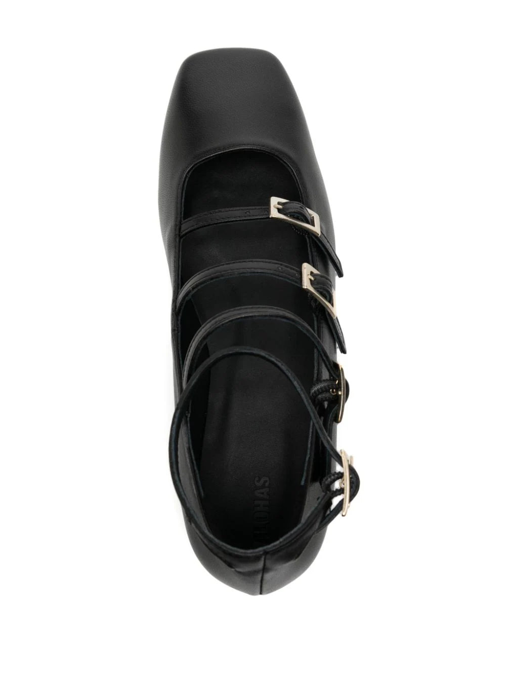 Luke Onix Black Leather Ballet Flats