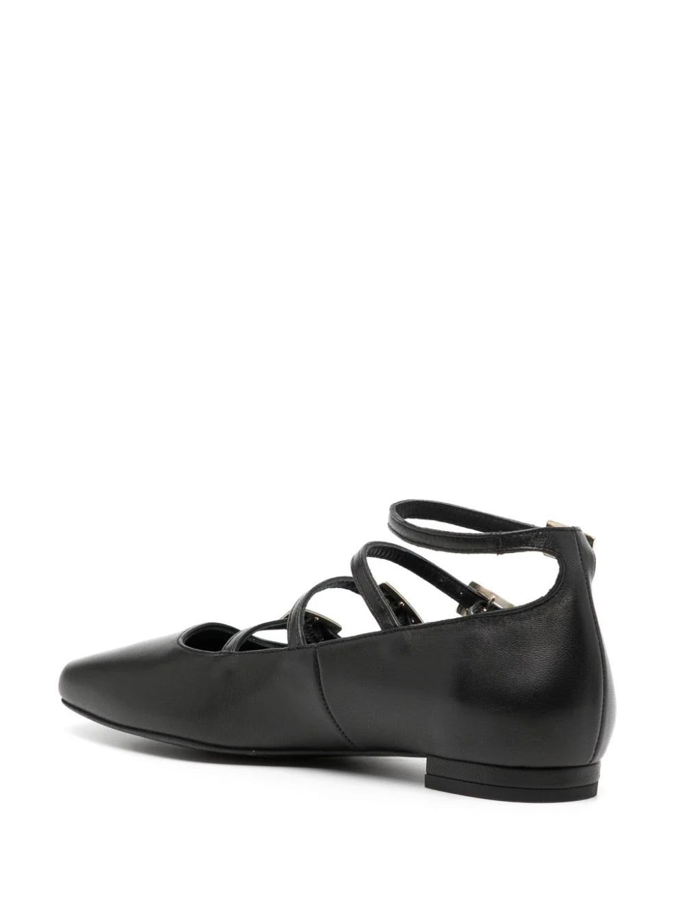 Luke Onix Black Leather Ballet Flats