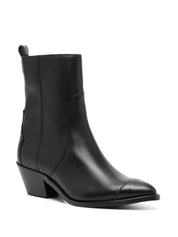 Austin Black Leather Ankle Boots