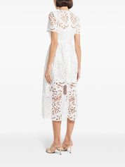 WHITE COTTON LACE BUTTON MIDI DRESS