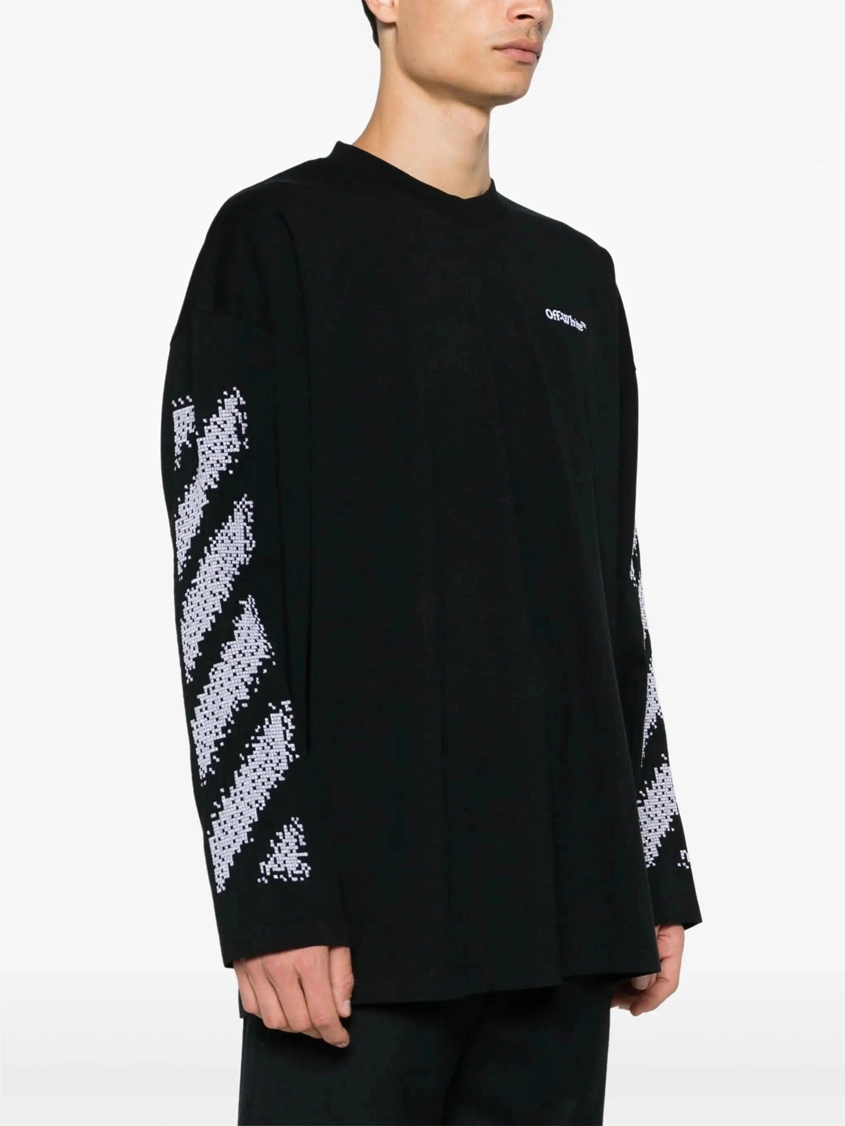 Pixel diag wide l/s tee black - white