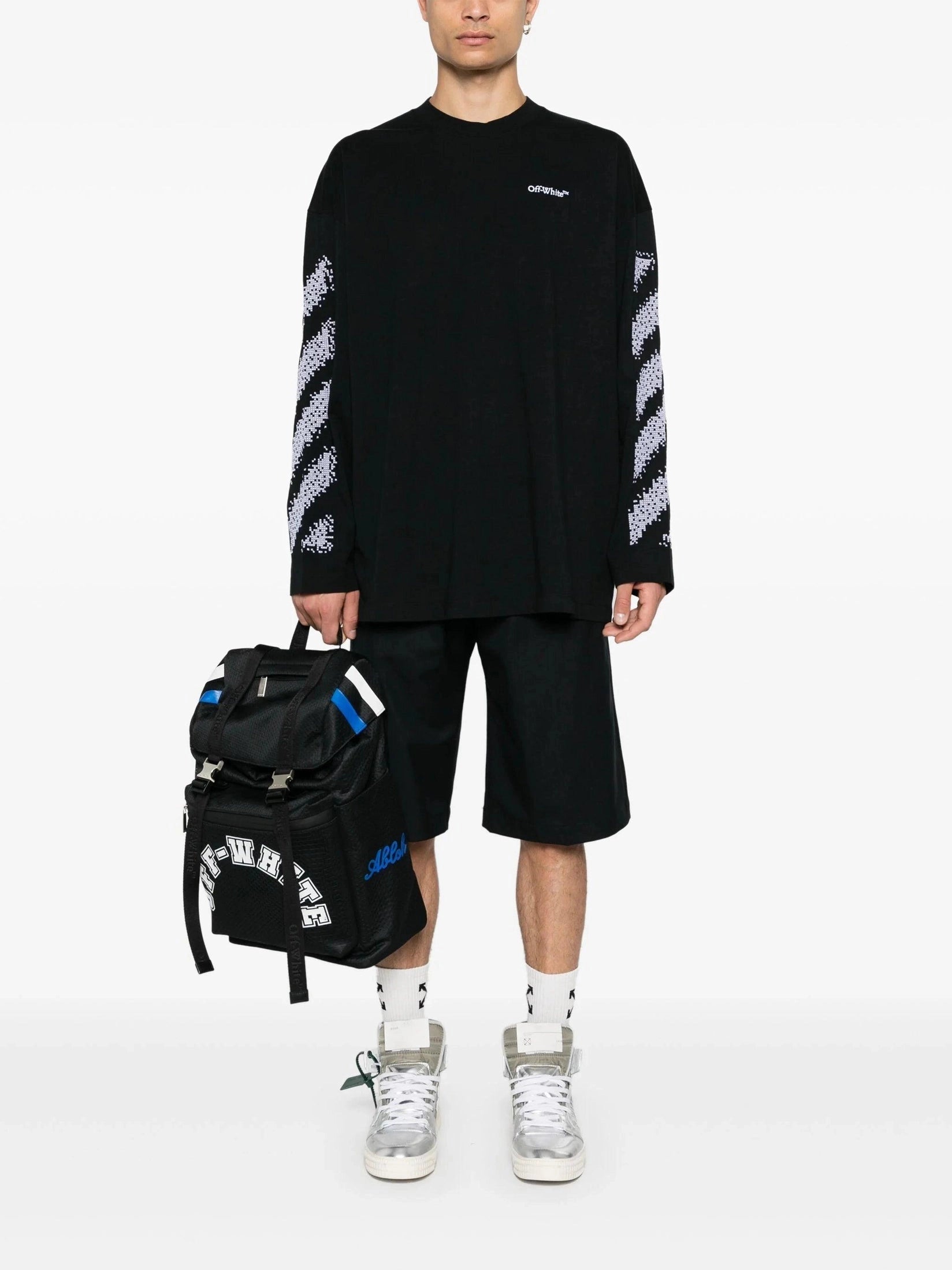 Pixel diag wide l/s tee black - white