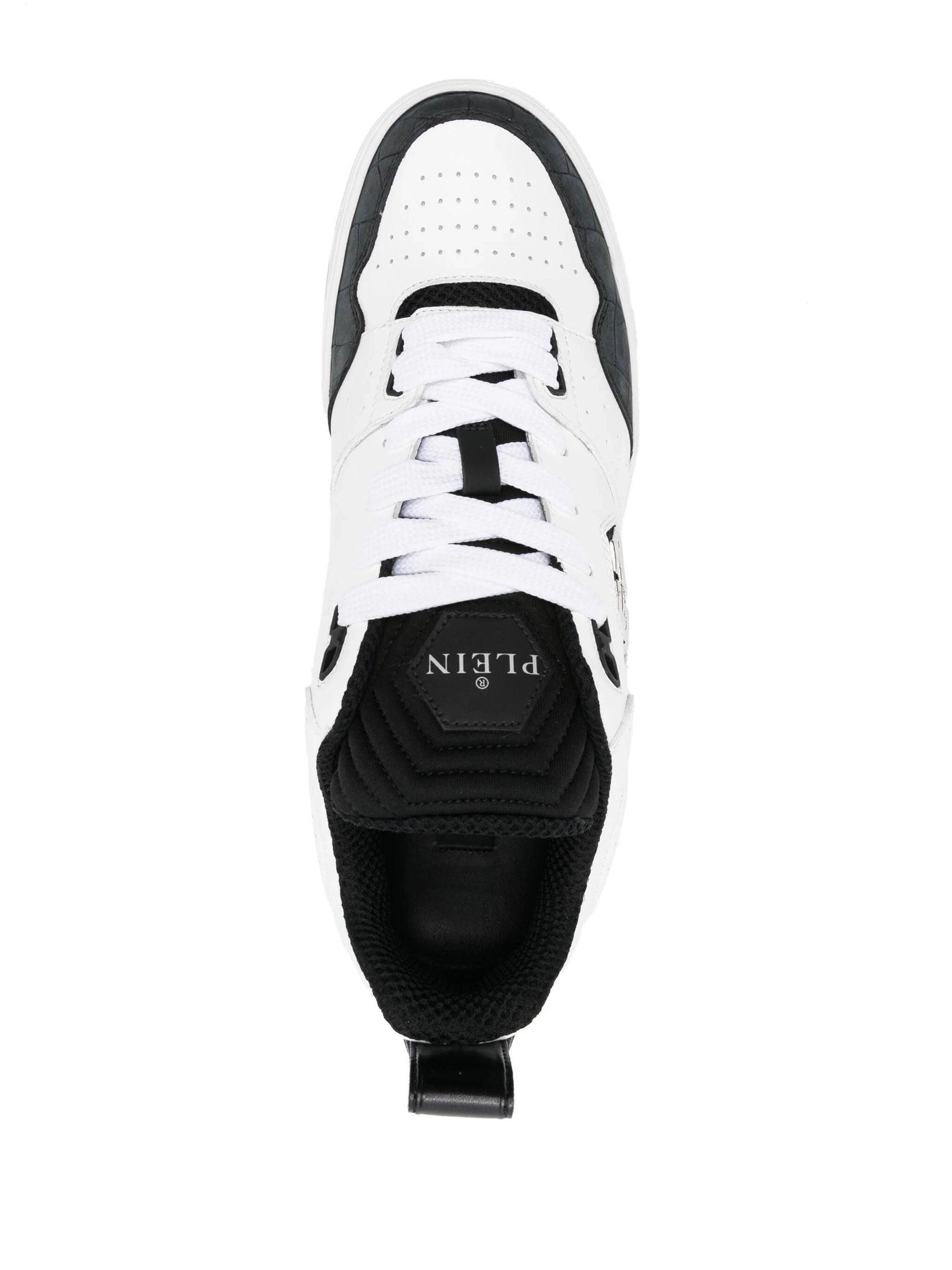 Croco printed leather lo-top sneakers