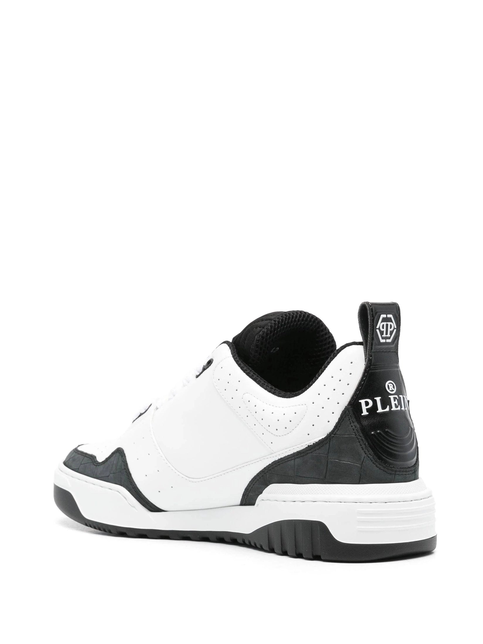 Croco printed leather lo-top sneakers