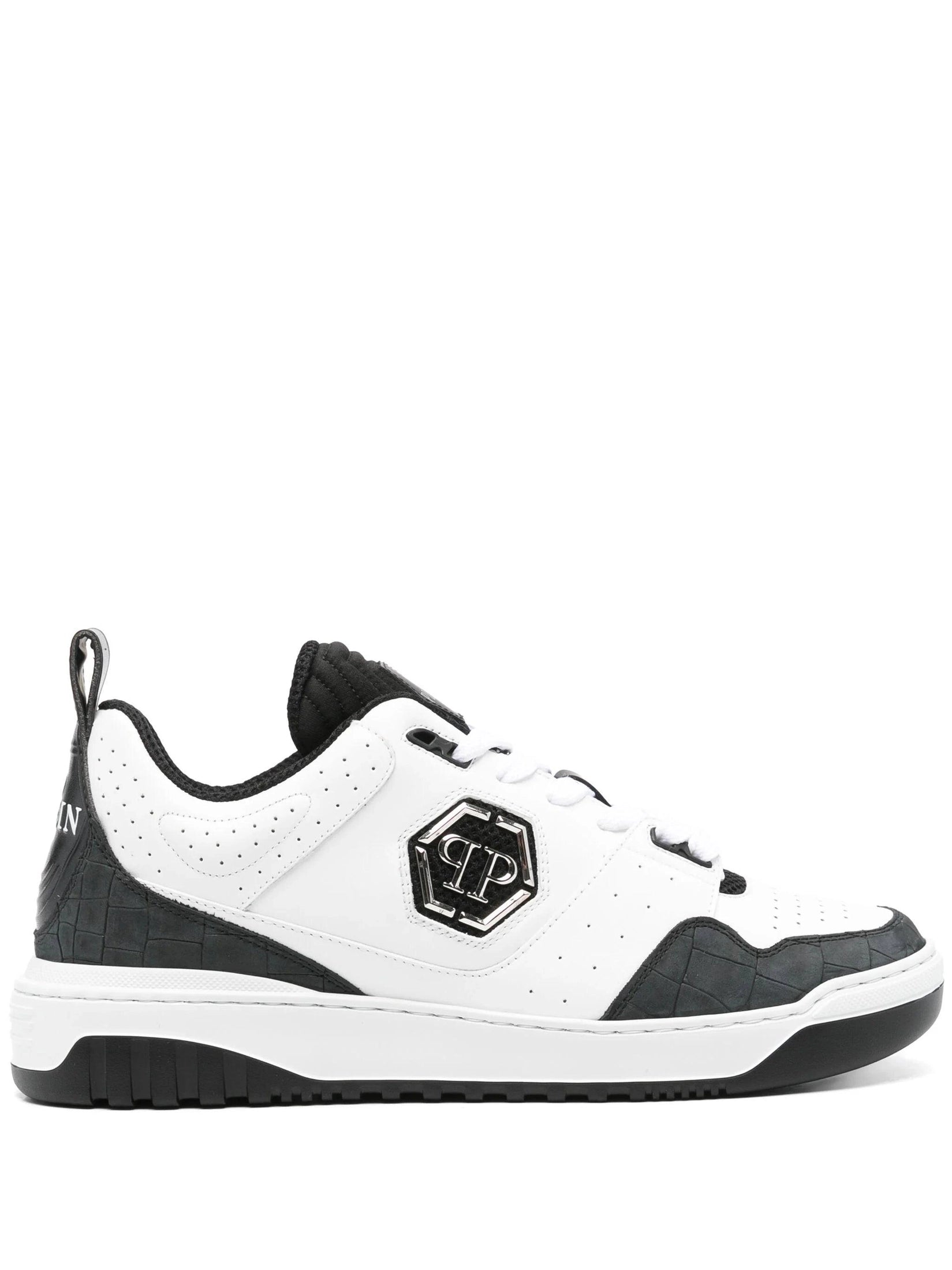 Croco printed leather lo-top sneakers