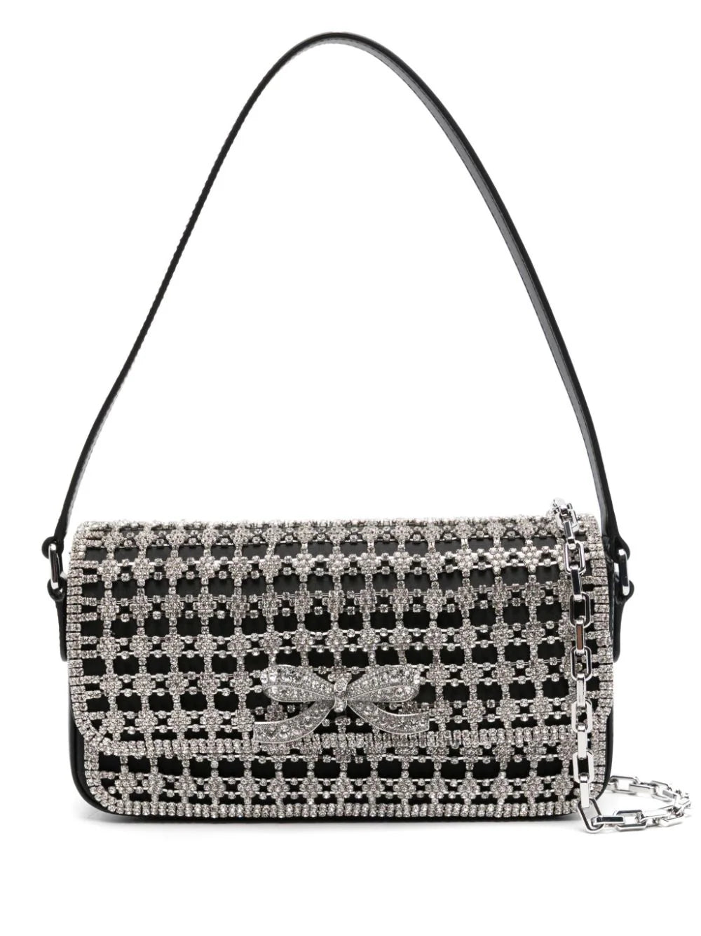 BLACK CRYSTAL BAGUETTE BAG