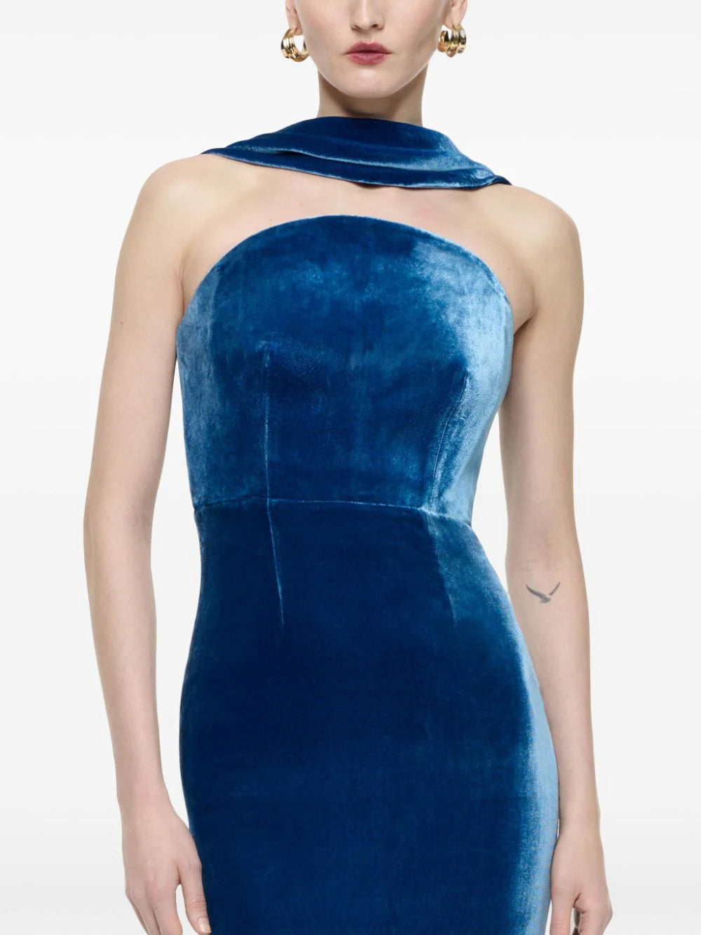 VELVET SASH GOWN NAVY