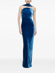 VELVET SASH GOWN NAVY