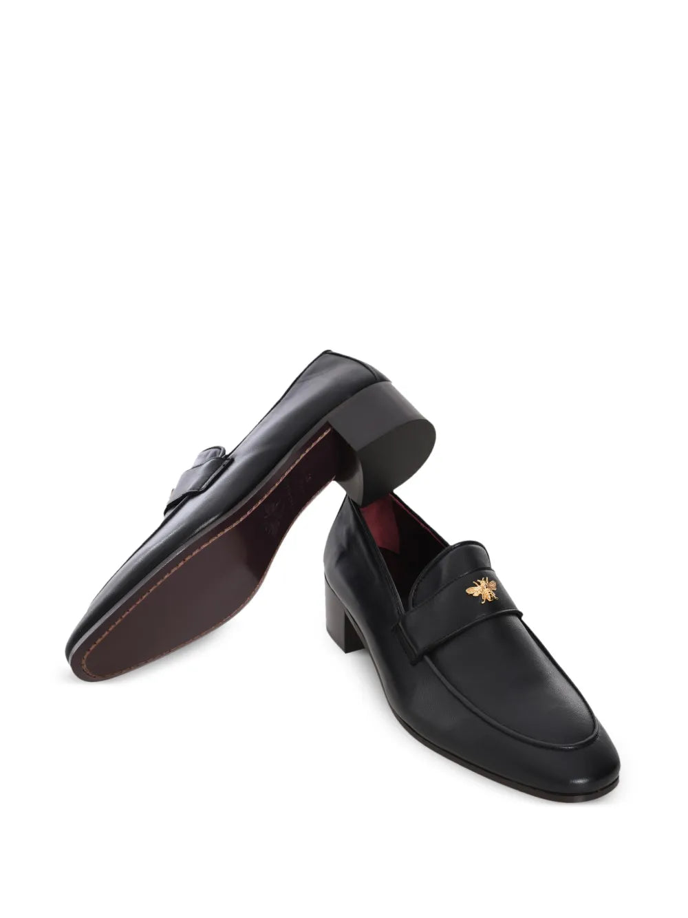 Black leather heeled flaneur