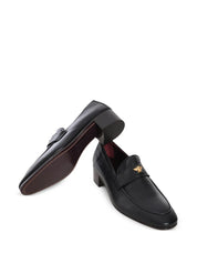 Black leather heeled flaneur