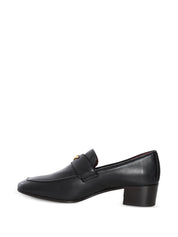 Black leather heeled flaneur