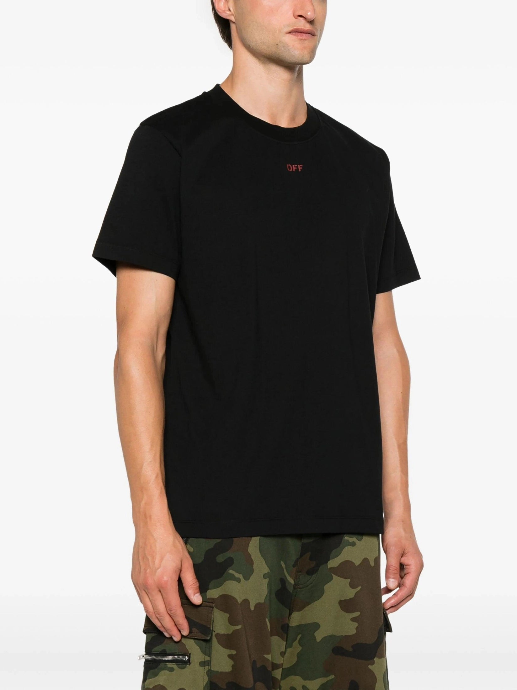 Off stamp slim s/s tee black - red