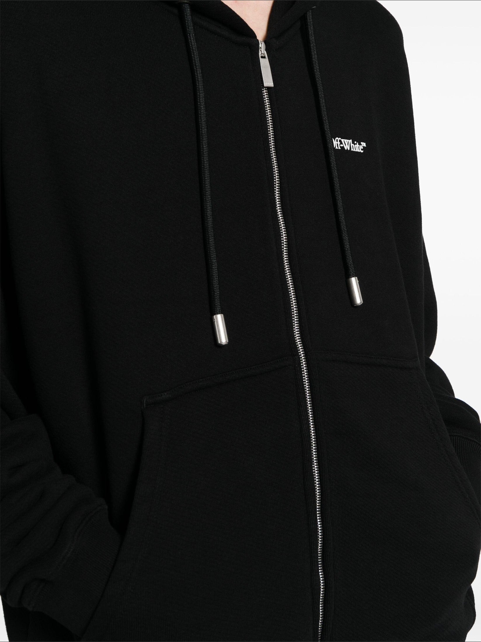 Windy arrow zip skate hoodie black - whi