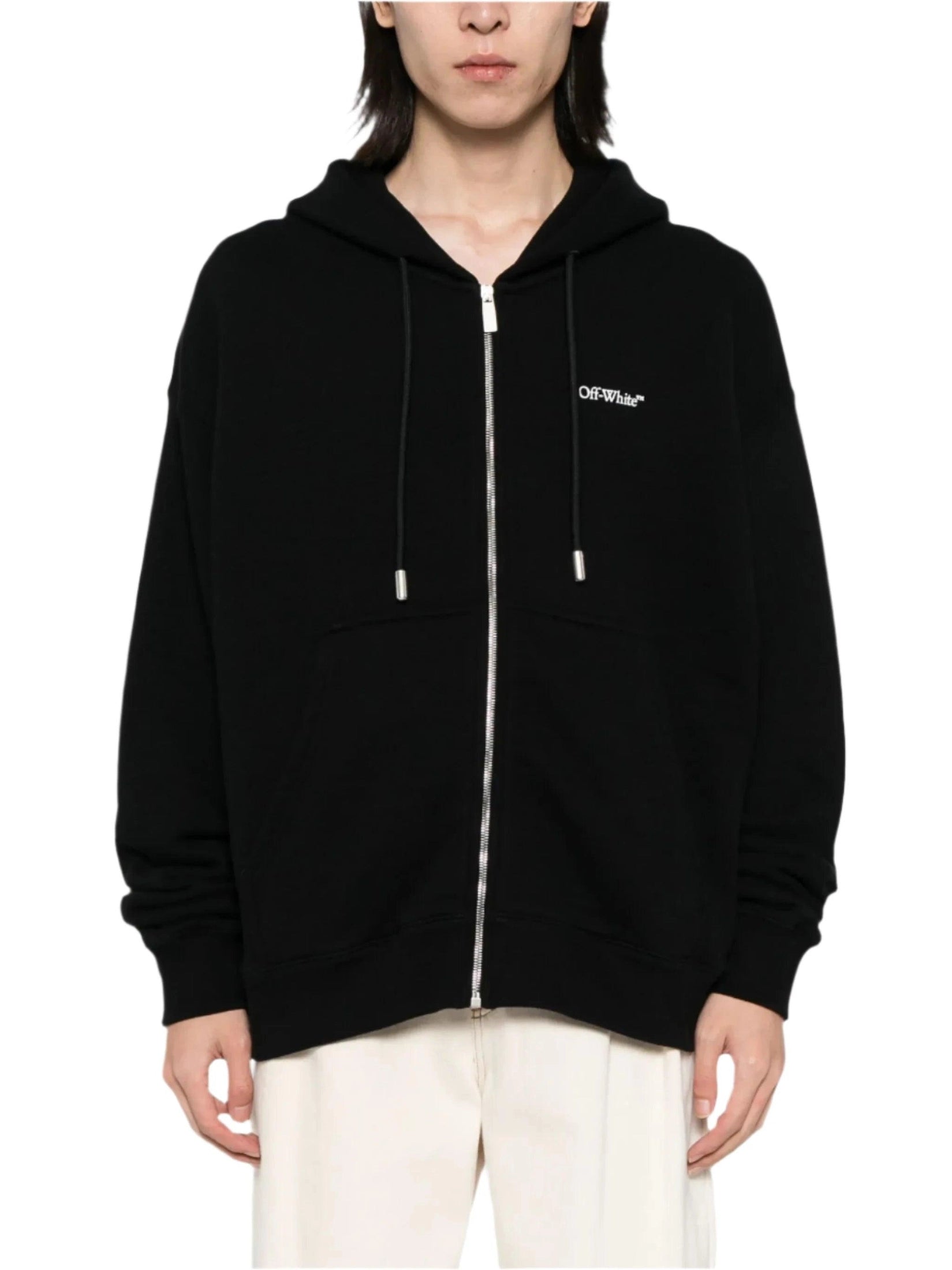 Windy arrow zip skate hoodie black - whi