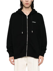 WINDY ARROW ZIP SKATE HOODIE BLACK - WHI