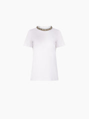 BEADED NECKLINE T-SHIRT