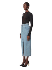 LONG DENIM SKIRT WITH FRONT SLIT