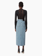 LONG DENIM SKIRT WITH FRONT SLIT