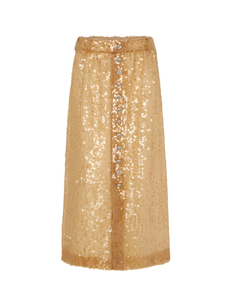 LONG SEQUIN-EMBROIDERED SKIRT