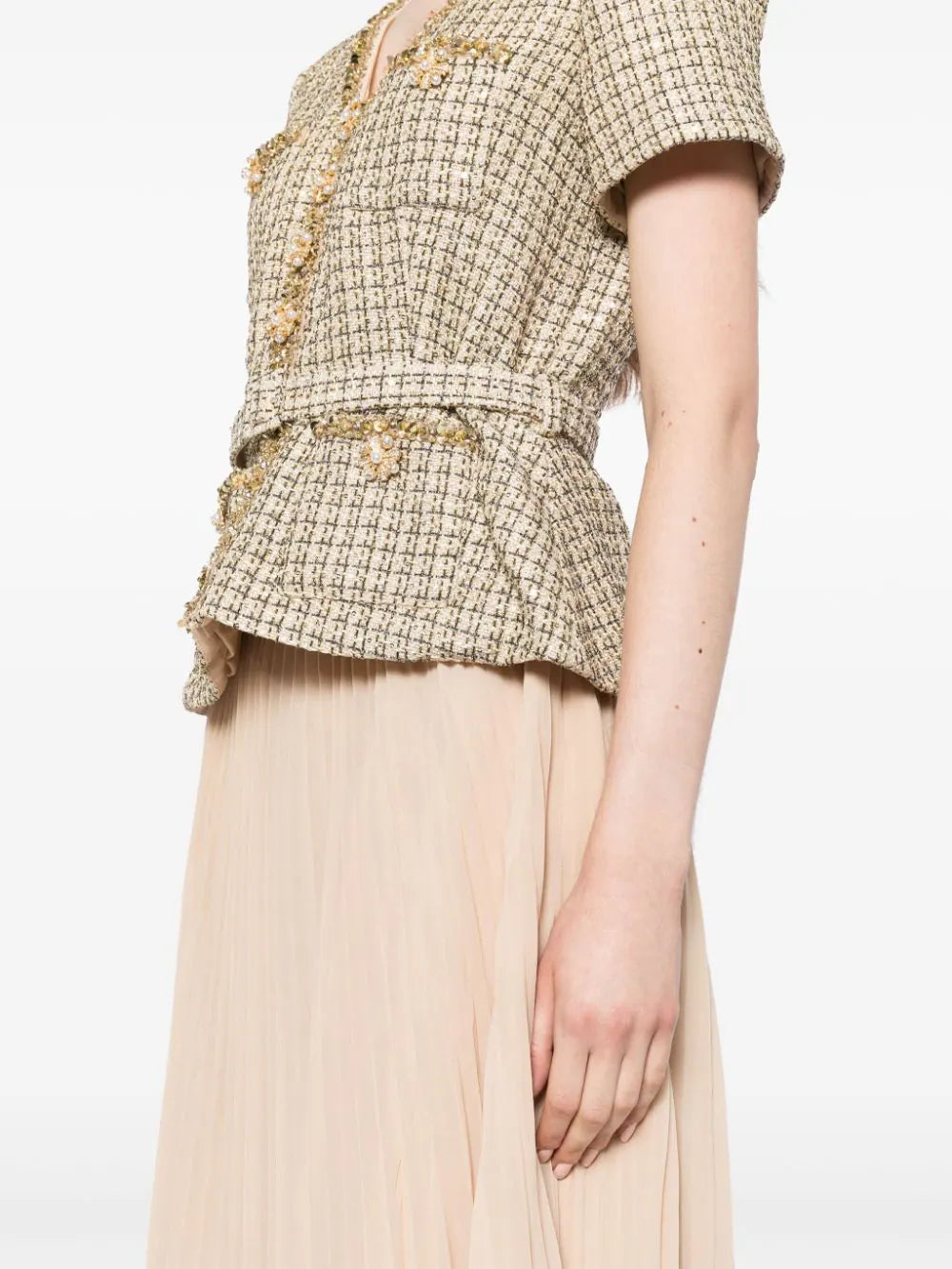 GOLD BOUCLE MIDI DRESS