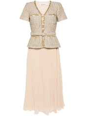 GOLD BOUCLE MIDI DRESS