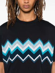 Cotton jersey T-shirt with zig zag embroidery