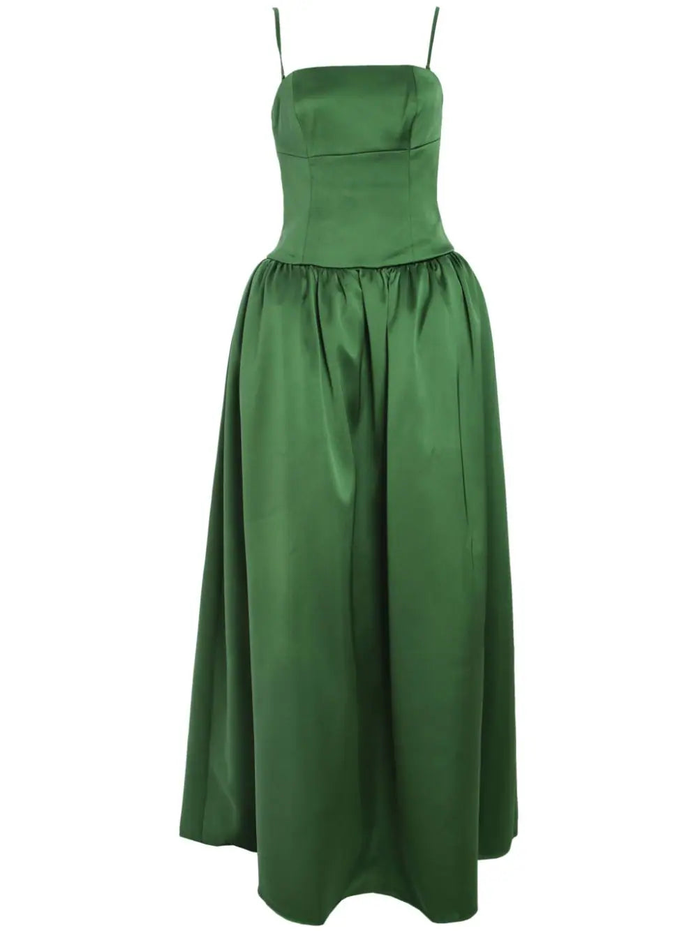 GREEN SATIN BANDEAU MAXI DRESS