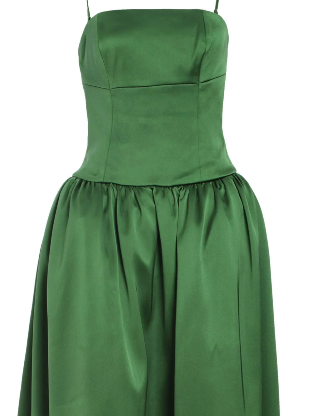 GREEN SATIN BANDEAU MAXI DRESS