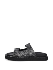 CLEA SANDAL FABRIC WAVE SMOKE BLACK SHEARLING