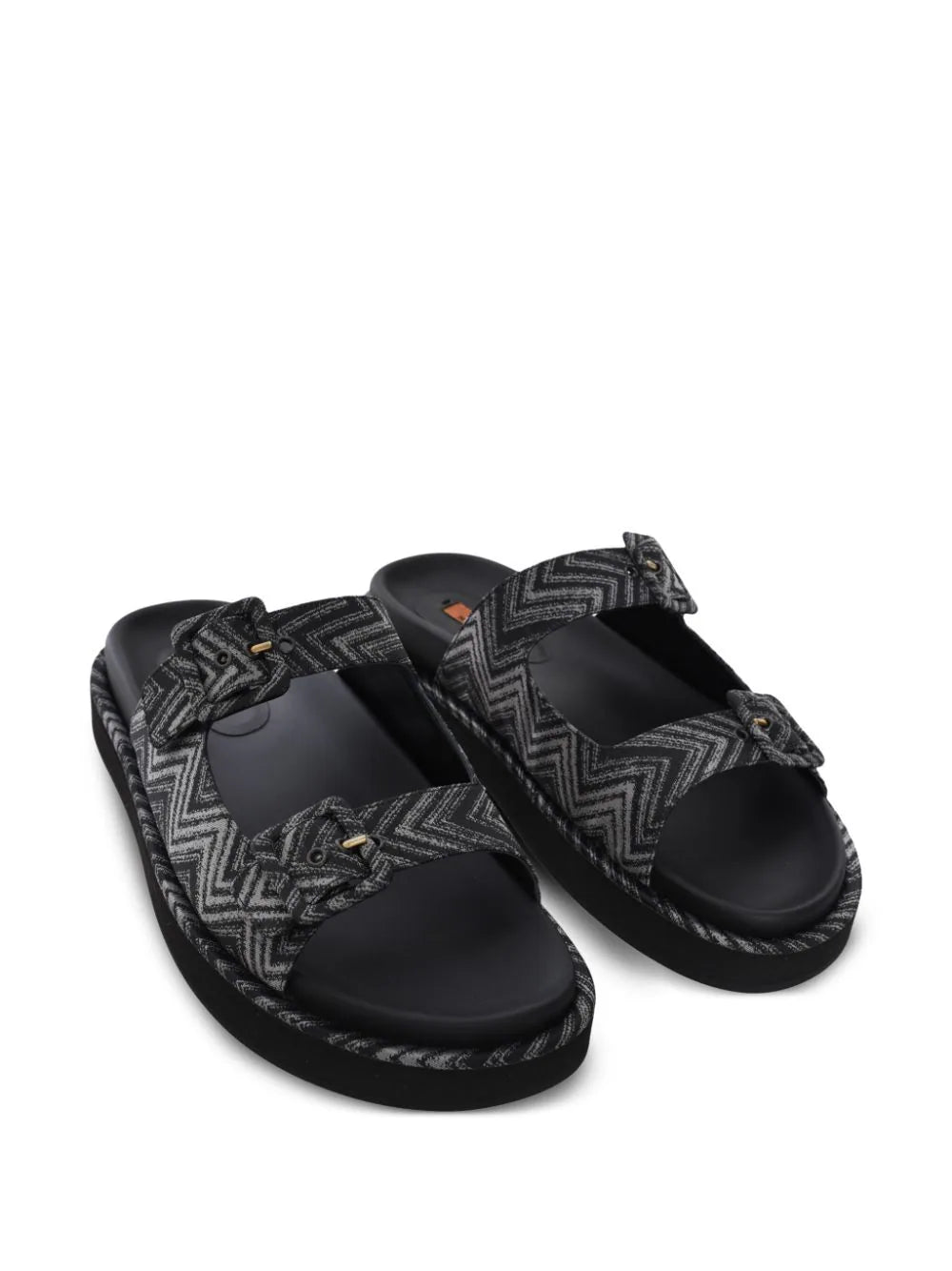 CLEA SANDAL FABRIC WAVE SMOKE BLACK SHEARLING