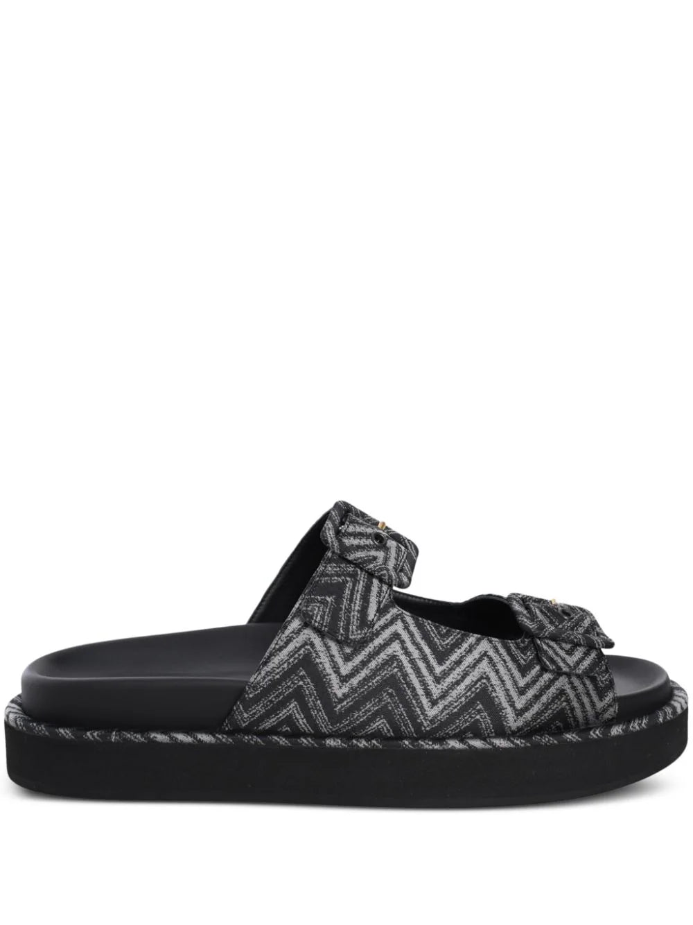 CLEA SANDAL FABRIC WAVE SMOKE BLACK SHEARLING