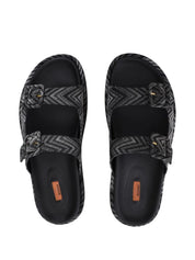 CLEA SANDAL FABRIC WAVE SMOKE BLACK SHEARLING