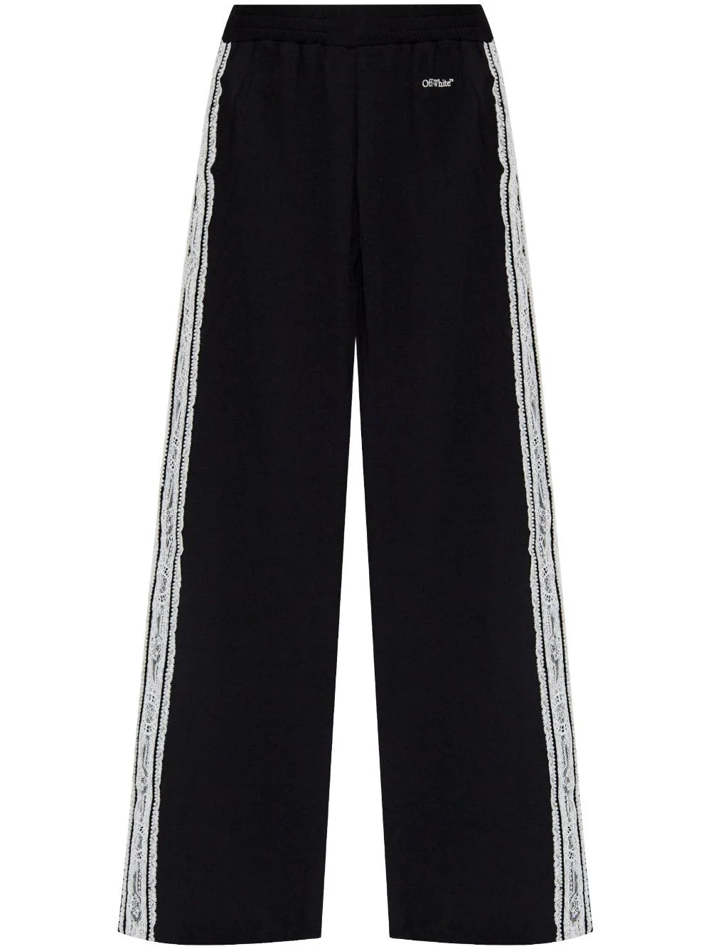 LACE BAND TRACK PANTS BLACK - WHITE