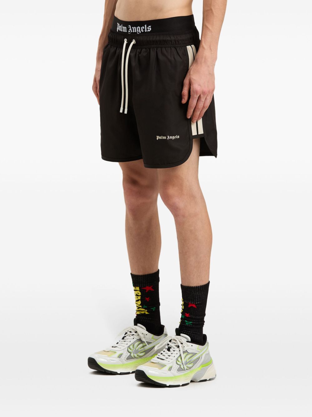 LOGO TRACK SWIMSHORTS BLACK OFF WHITE