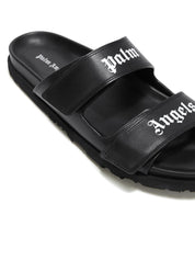 LOGO LEATHER SANDAL BLACK WHITE