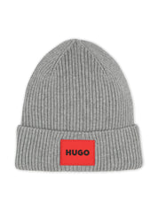 HUGO KIDS logo-patch ribbed beanie