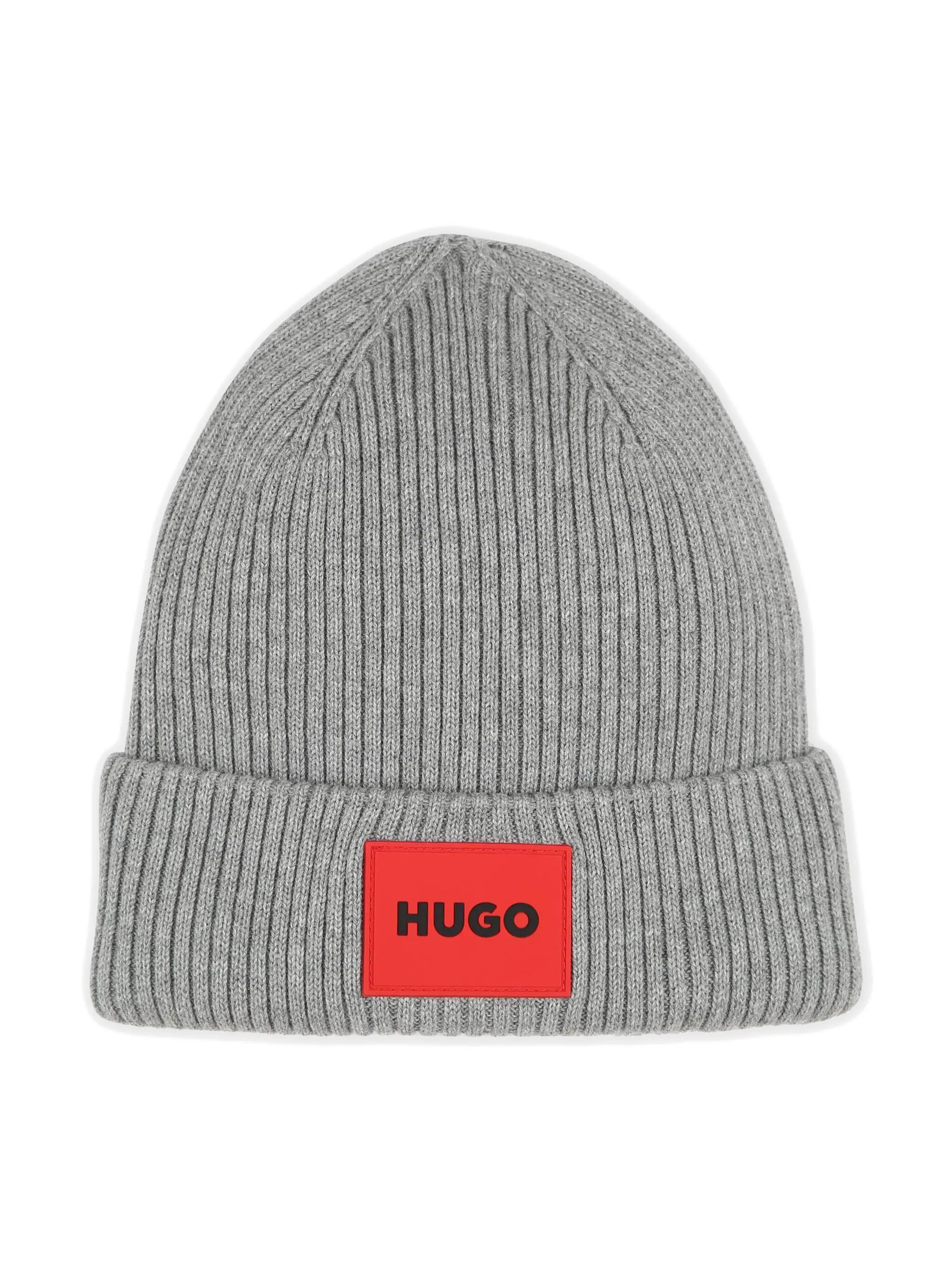 HUGO KIDS logo-patch ribbed beanie