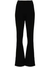 RIBBED FLARED PANTS IN BLACK