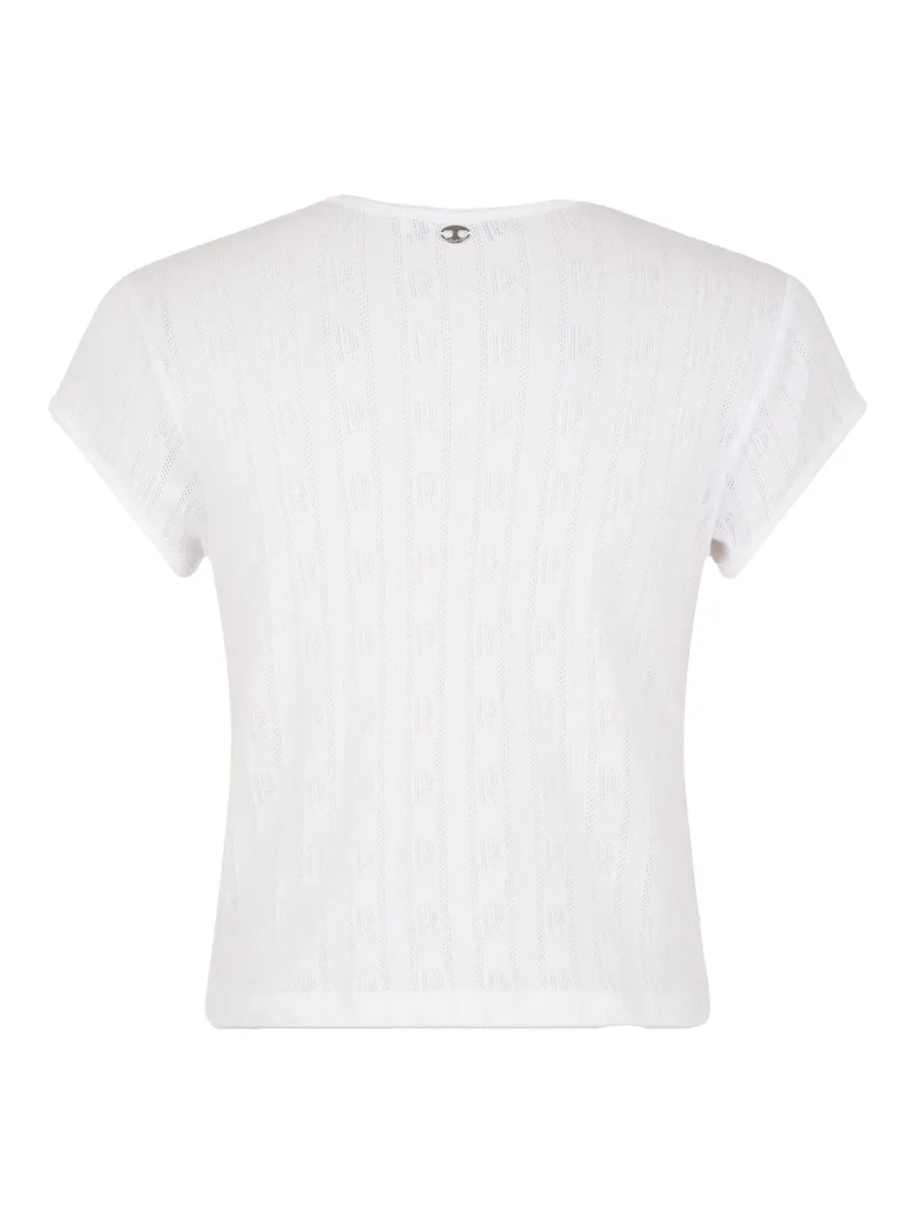 WHITE CROP TEE-SHIRT IN JERSEY POINTELLE